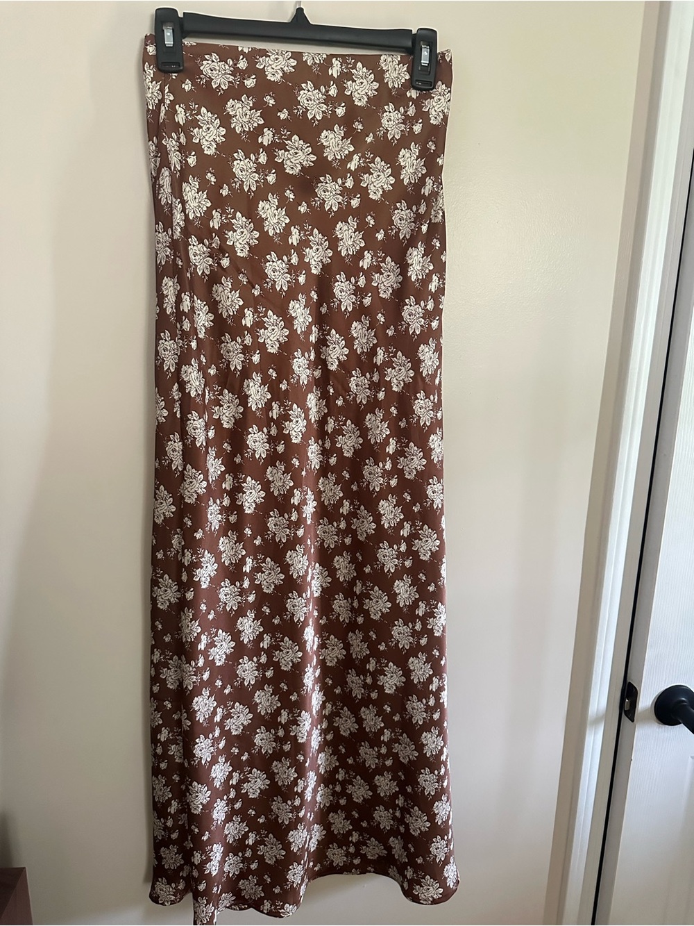 Altar'd State Brown Maxi Skirt with White Floral Print